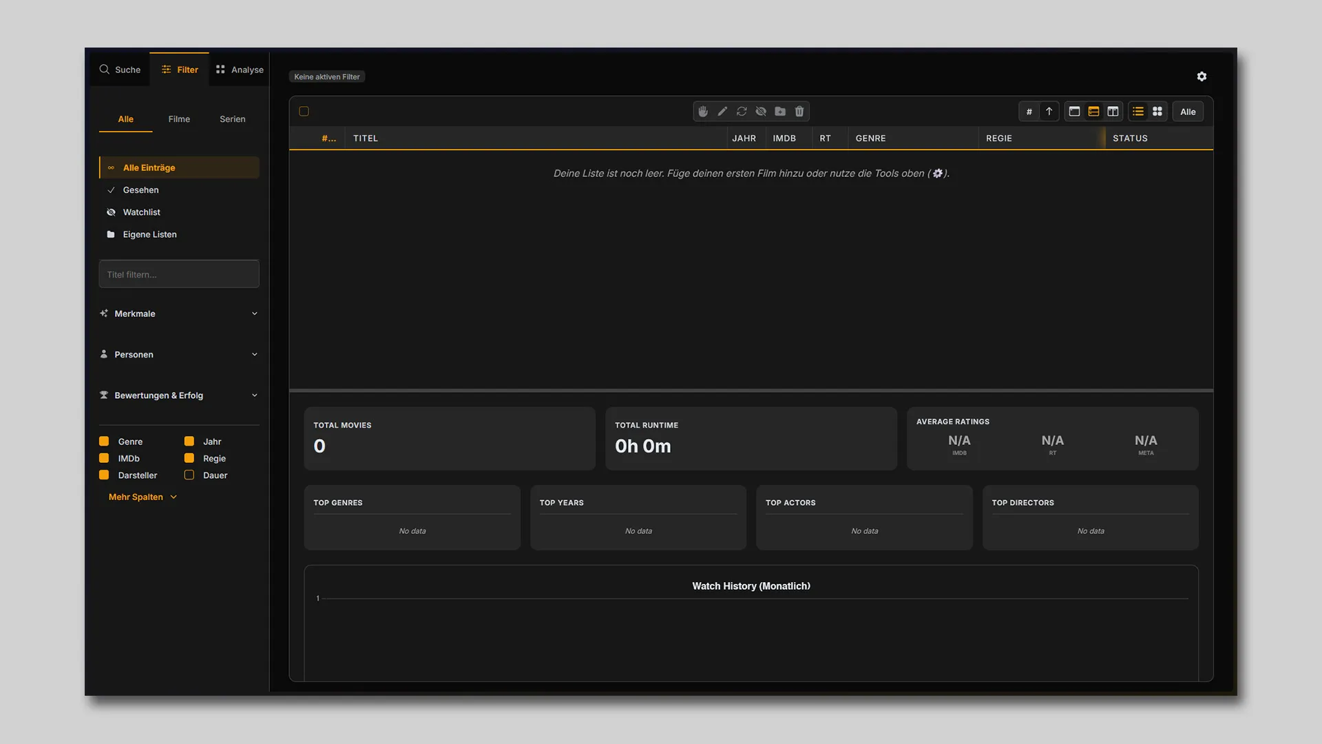 v2: a table with posters, score columns and a statistics sidebar