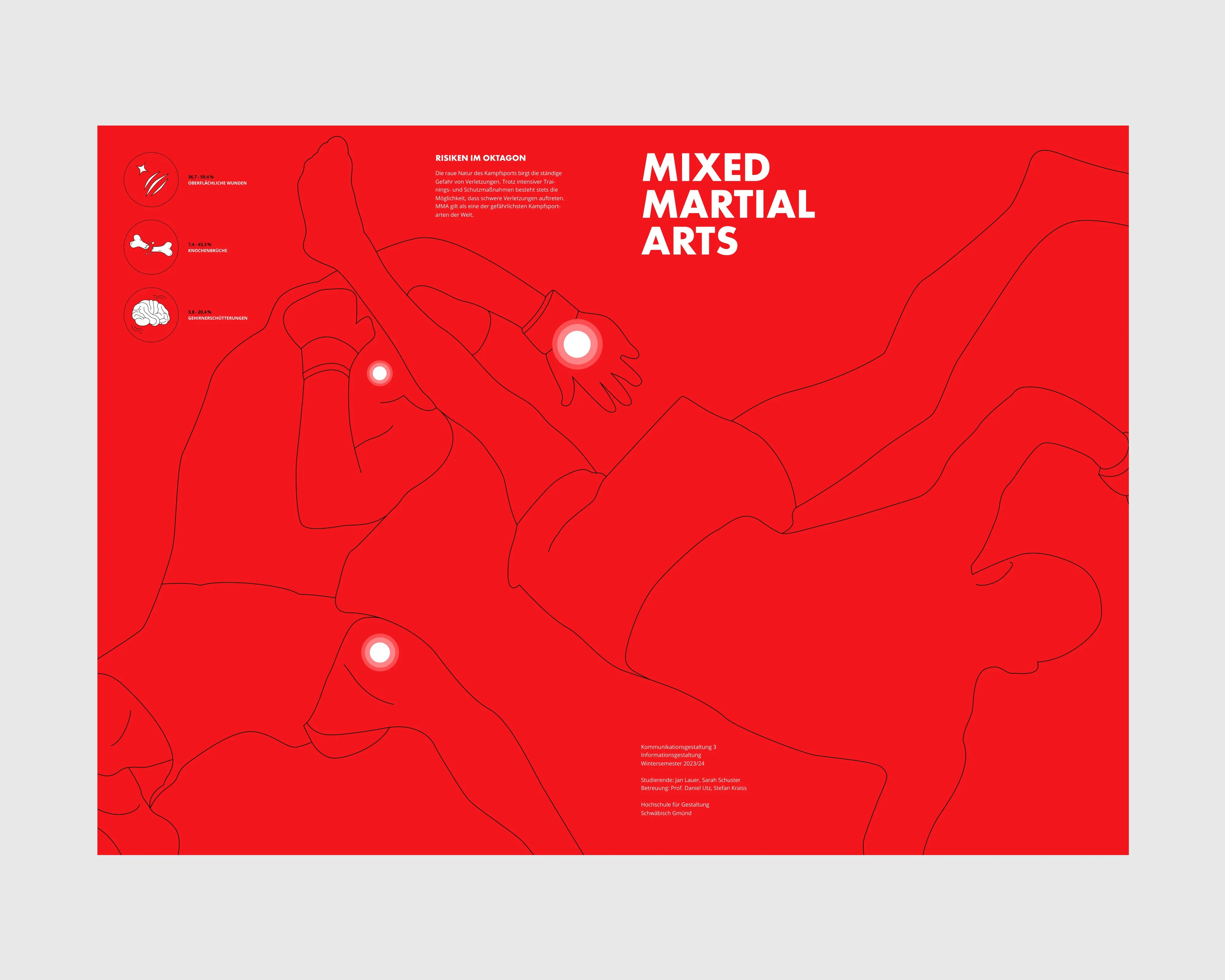 The flatly laid out exterior of the printed Leporello shows the interplay of the red cover and black back page with integrated graphics.